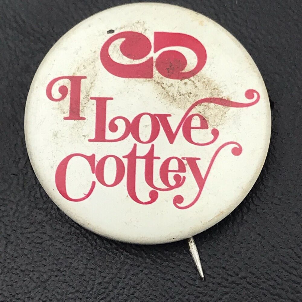 I Love Cottey Pin Button Vintage Pinback
